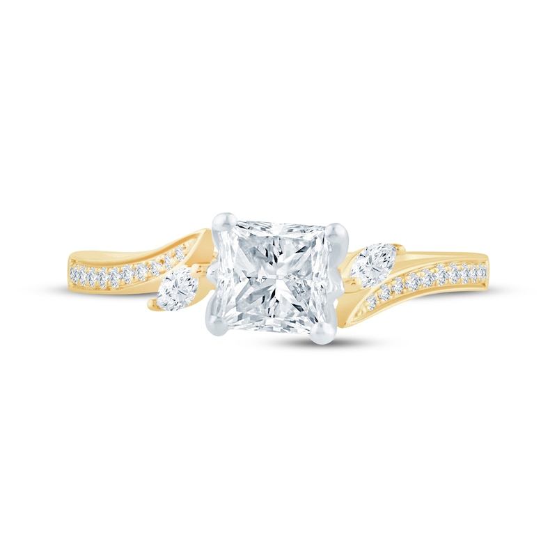 Main Image 4 of Princess-Cut Lab-Grown Diamond Engagement Ring 3/4 ct tw 14K Two-Tone Gold