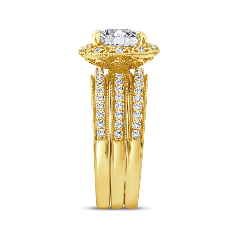 Main Image 2 of Adore Round-Cut Lab-Grown Diamond Vintage-Inspired Bridal Set 2-3/4 ct tw 14K Yellow Gold