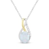 Thumbnail Image 1 of Oval-Cut Lab-Created Opal & White Lab-Created Sapphire Necklace Sterling Silver & 10K Yellow Gold 18"