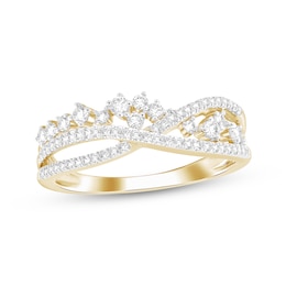 Diamond Scatter Crossover Ring 1/2 ct tw 10K Yellow Gold
