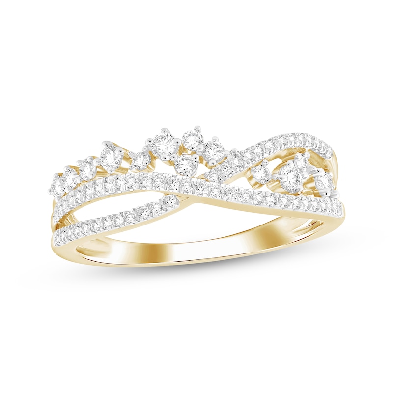 Main Image 1 of Diamond Scatter Crossover Ring 1/2 ct tw 10K Yellow Gold