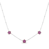 Thumbnail Image 1 of Barbie Pink Lab-Created Sapphire Flower Choker Necklace Sterling Silver & 10K Rose Gold 15"