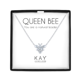 Diamond Accent Bee Necklace Sterling Silver 18"