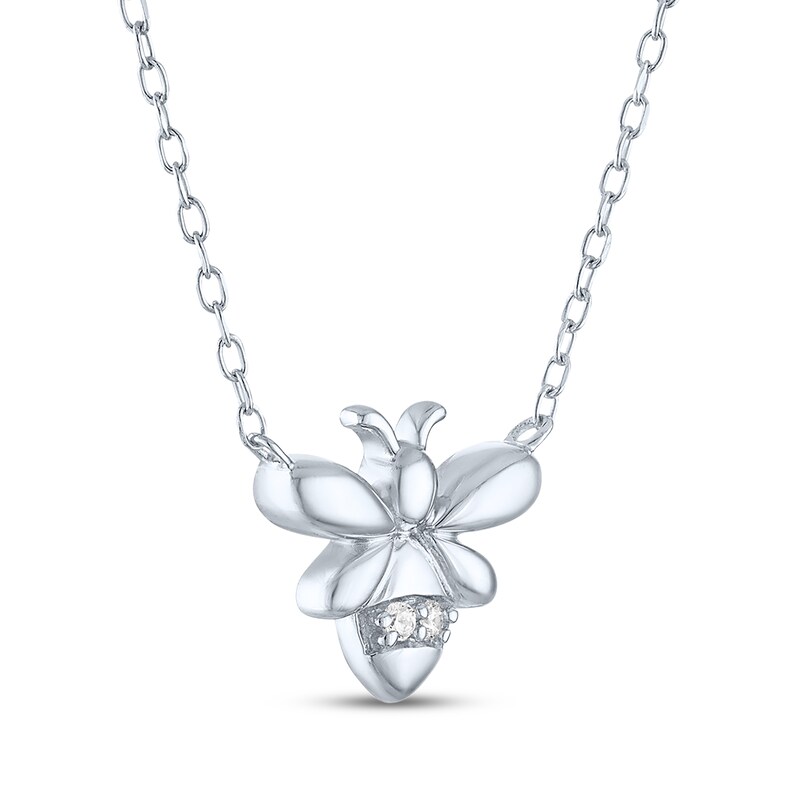 Main Image 3 of Diamond Accent Bee Necklace Sterling Silver 18"