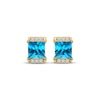 Thumbnail Image 2 of Square Emerald-Cut Swiss Blue Topaz & White Lab-Created Sapphire Stud Earrings 24K Yellow Gold Vermeil Sterling Silver