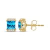 Thumbnail Image 3 of Square Emerald-Cut Swiss Blue Topaz & White Lab-Created Sapphire Stud Earrings 24K Yellow Gold Vermeil Sterling Silver