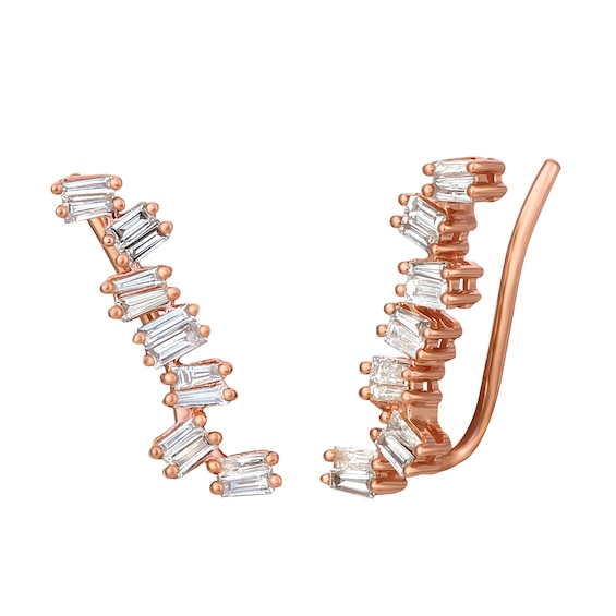 Le Vian Baguette-Cut Diamond Climber Earrings 1/2 ct tw 14K Strawberry Gold
