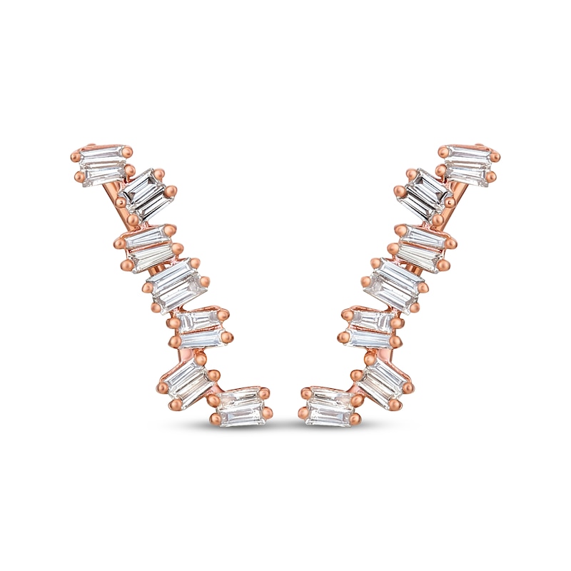 Main Image 2 of Le Vian Baguette-Cut Diamond Climber Earrings 1/2 ct tw 14K Strawberry Gold