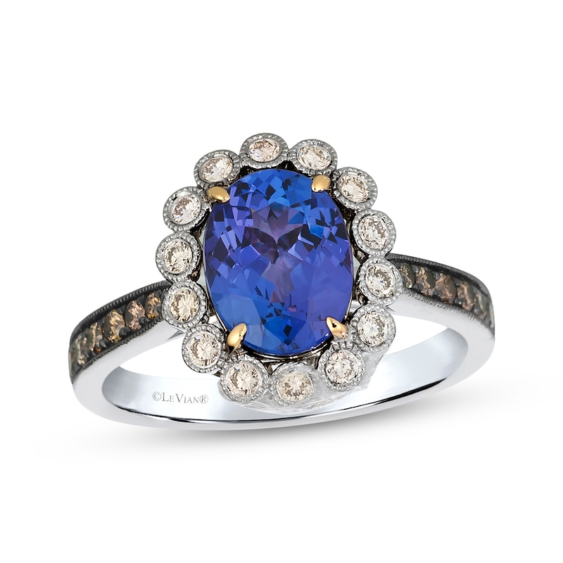 Main Image 1 of Le Vian Oval-Cut Tanzanite Halo Ring 1/2 ct tw Diamonds 14K Two-Tone Gold