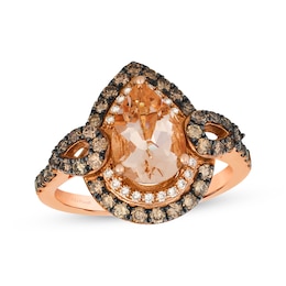 Le Vian Pear-Shaped Morganite Ring 3/4 ct tw Diamonds 14K Strawberry Gold