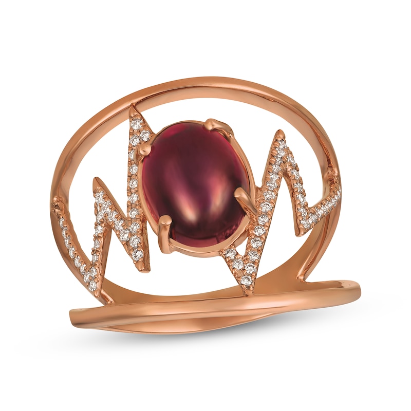 Main Image 1 of Le Vian Rhodolite Garnet Zigzag Ring 1/6 ct tw Diamonds 14K Strawberry Gold
