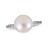 Thumbnail Image 1 of Cultured Pearl & White Lab-Created Sapphire Ring Sterling Silver
