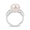 Thumbnail Image 3 of Cultured Pearl & White Lab-Created Sapphire Ring Sterling Silver