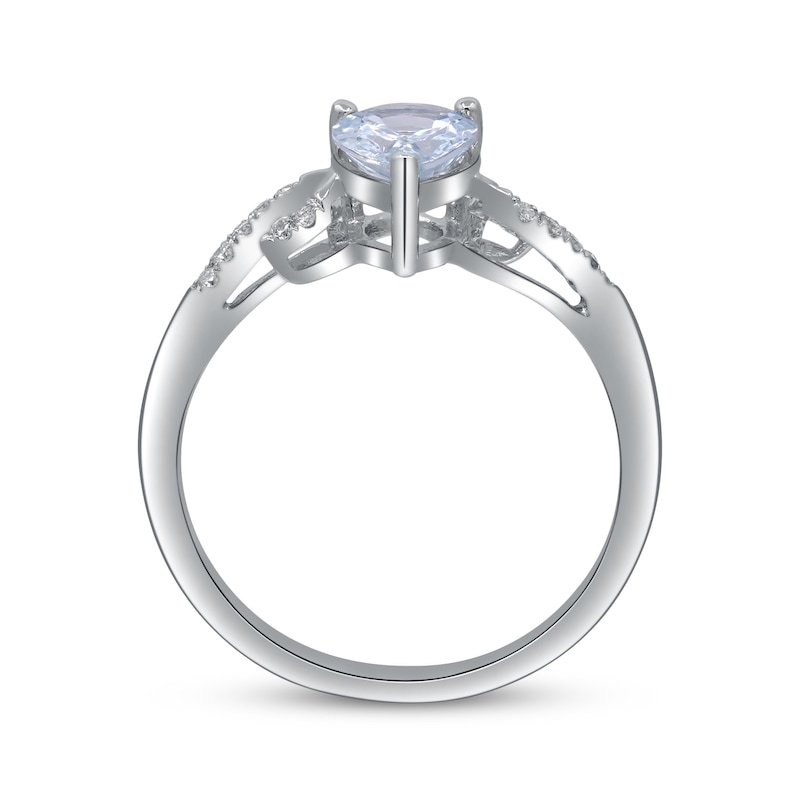 Main Image 2 of Pear-Shaped Aquamarine & Diamond Ring 1/20 ct tw 10K White Gold