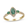 Thumbnail Image 1 of Marquise-Cut Natural Emerald & Diamond Ring 1/6 ct tw 10K Yellow Gold