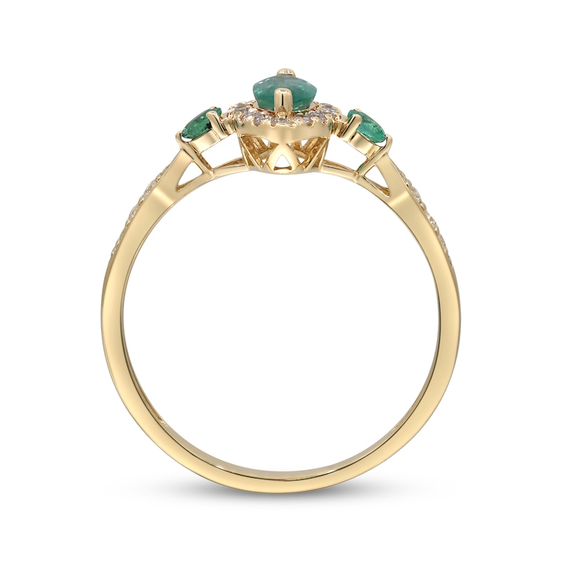 Main Image 2 of Marquise-Cut Natural Emerald & Diamond Ring 1/6 ct tw 10K Yellow Gold