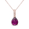 Thumbnail Image 1 of Pear-Shaped Rhodolite Garnet & Diamond Accent Necklace 10K Rose Gold 18"