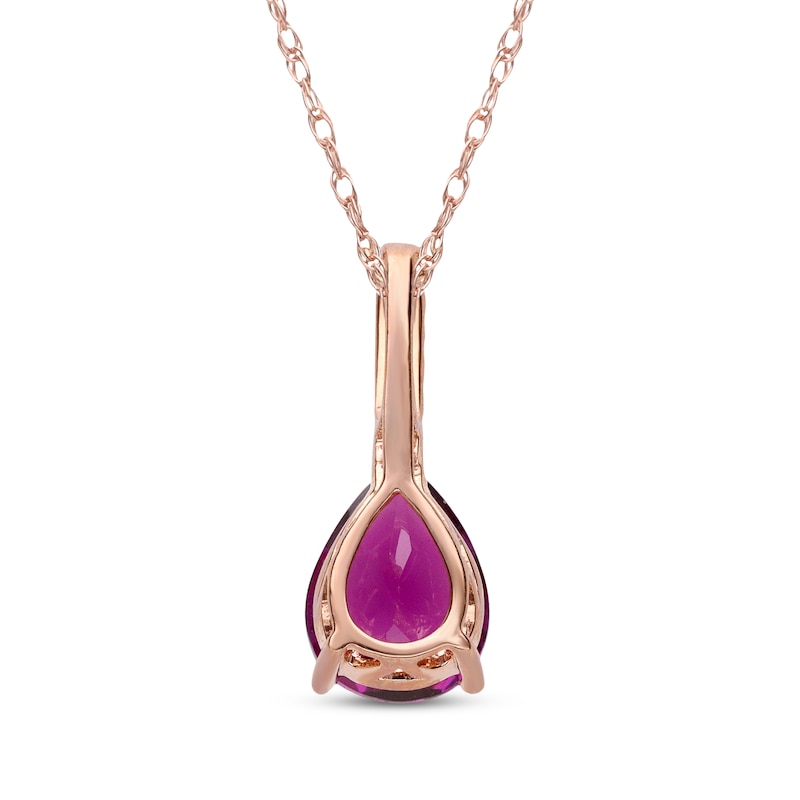 Main Image 3 of Pear-Shaped Rhodolite Garnet & Diamond Accent Necklace 10K Rose Gold 18"