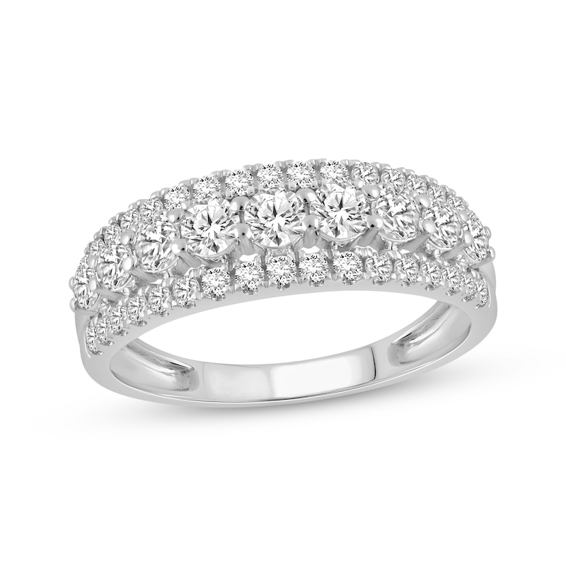 Main Image 1 of Lab-Grown Diamonds Three-Row Anniversary Ring 1-1/4 ct tw 14K White Gold