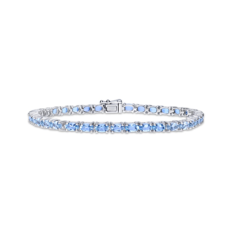 Main Image 1 of Aquamarine Bracelet Sterling Silver 7.5"