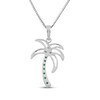 Thumbnail Image 3 of Lab-Created Emerald & Diamond Accent Palm Tree Necklace Sterling Silver 18"