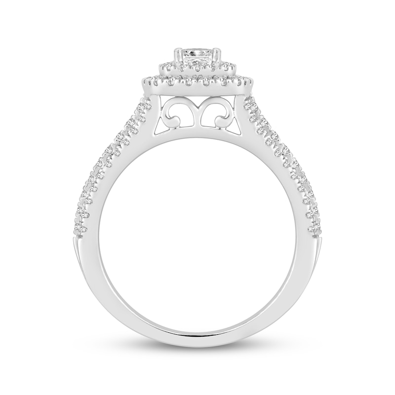 Main Image 3 of Adore Princess-Cut Diamond Double Halo Engagement Ring 1 ct tw 10K White Gold