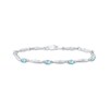 Thumbnail Image 1 of Oval-Cut Aquamarine & Diamond Accent Bracelet Sterling Silver 7.25"