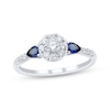 Thumbnail Image 1 of Adore Lab-Grown Diamonds Round-Cut & Pear-Shaped Blue Sapphire Halo Engagement Ring 1/3 ct tw 14K White Gold