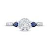 Thumbnail Image 3 of Adore Lab-Grown Diamonds Round-Cut & Pear-Shaped Blue Sapphire Halo Engagement Ring 1/3 ct tw 14K White Gold