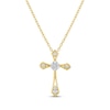 Thumbnail Image 1 of Multi-Diamond Center Cross Necklace 1/10 ct tw 10K Yellow Gold 18"