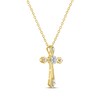 Thumbnail Image 2 of Multi-Diamond Center Cross Necklace 1/10 ct tw 10K Yellow Gold 18"