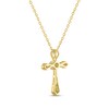 Thumbnail Image 3 of Multi-Diamond Center Cross Necklace 1/10 ct tw 10K Yellow Gold 18"