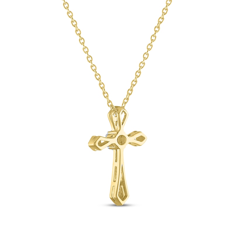 Main Image 3 of Multi-Diamond Center Cross Necklace 1/10 ct tw 10K Yellow Gold 18"