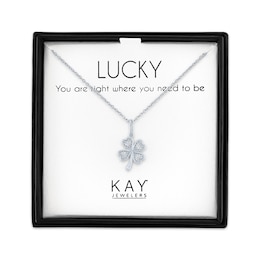 Diamond Accent Clover Necklace Sterling Silver 18"