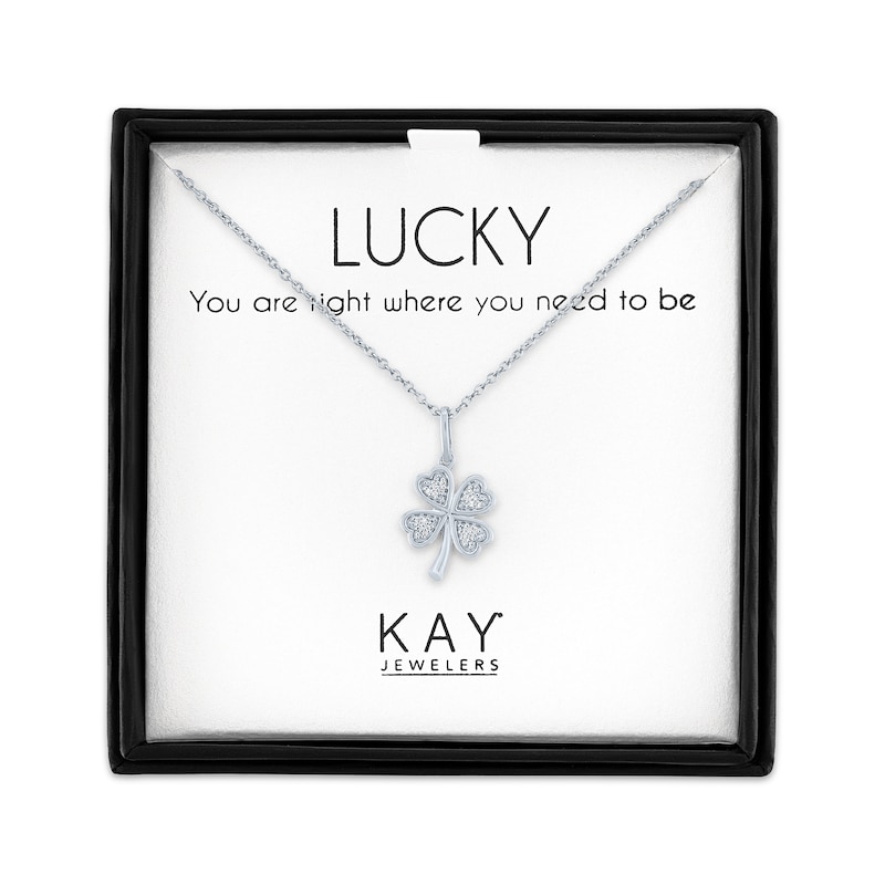 Main Image 1 of Diamond Accent Clover Necklace Sterling Silver 18"