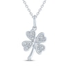 Thumbnail Image 2 of Diamond Accent Clover Necklace Sterling Silver 18"