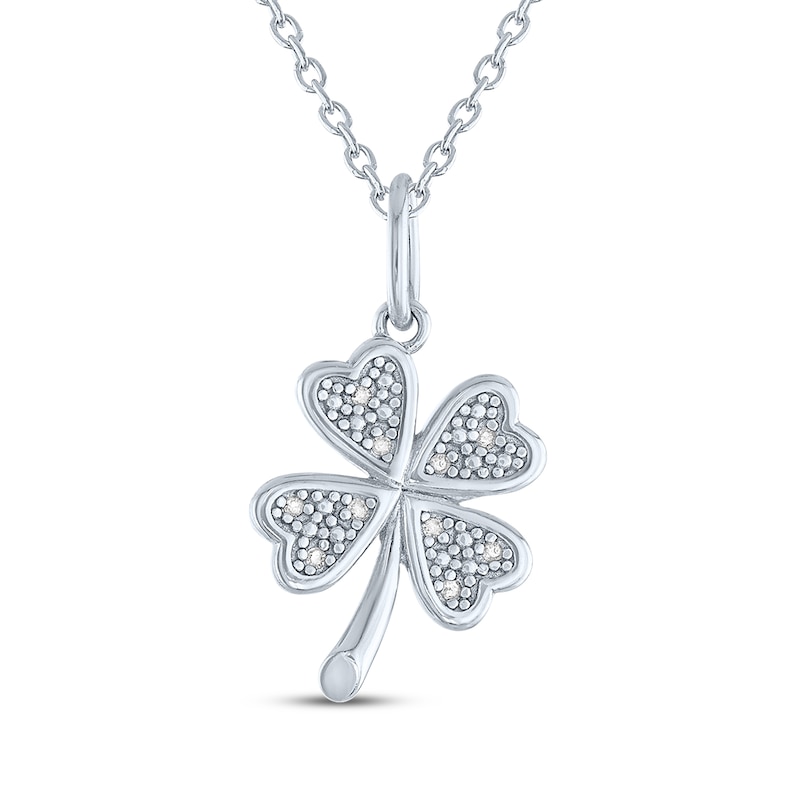 Main Image 2 of Diamond Accent Clover Necklace Sterling Silver 18"