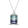 Thumbnail Image 1 of Emerald-Cut Fluorite & White Lab-Created Sapphire Necklace Sterling Silver 18"