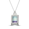Thumbnail Image 3 of Emerald-Cut Fluorite & White Lab-Created Sapphire Necklace Sterling Silver 18"