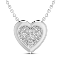 Diamond Heart Necklace 1/10 ct tw Sterling Silver 18"