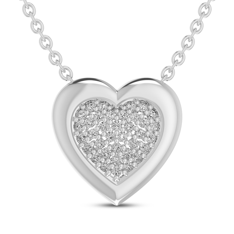 Main Image 1 of Diamond Heart Necklace 1/10 ct tw Sterling Silver 18"
