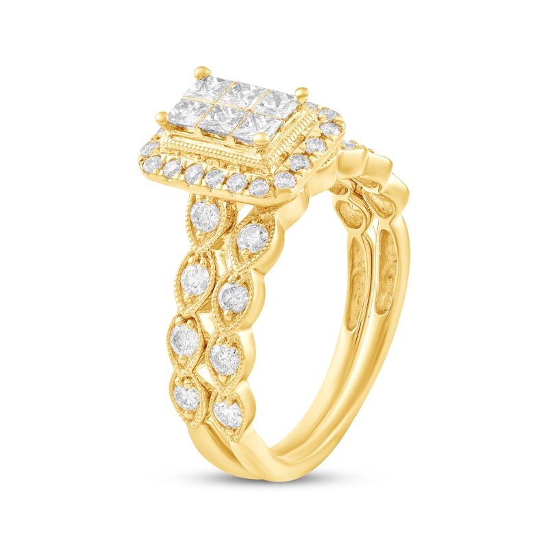 Main Image 2 of Adore Princess-Cut Multi-Diamond Engagement Ring 1 ct tw 10K Yellow Gold