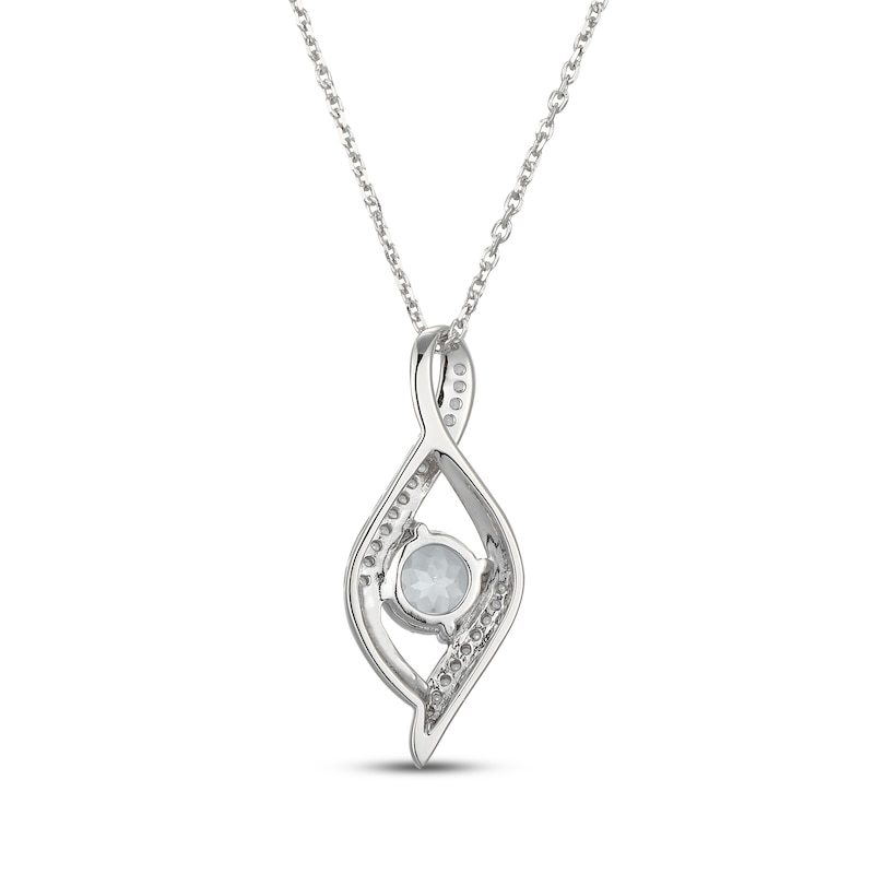 Main Image 3 of Aquamarine & White Lab-Created Sapphire Infinity Necklace Sterling Silver 18"