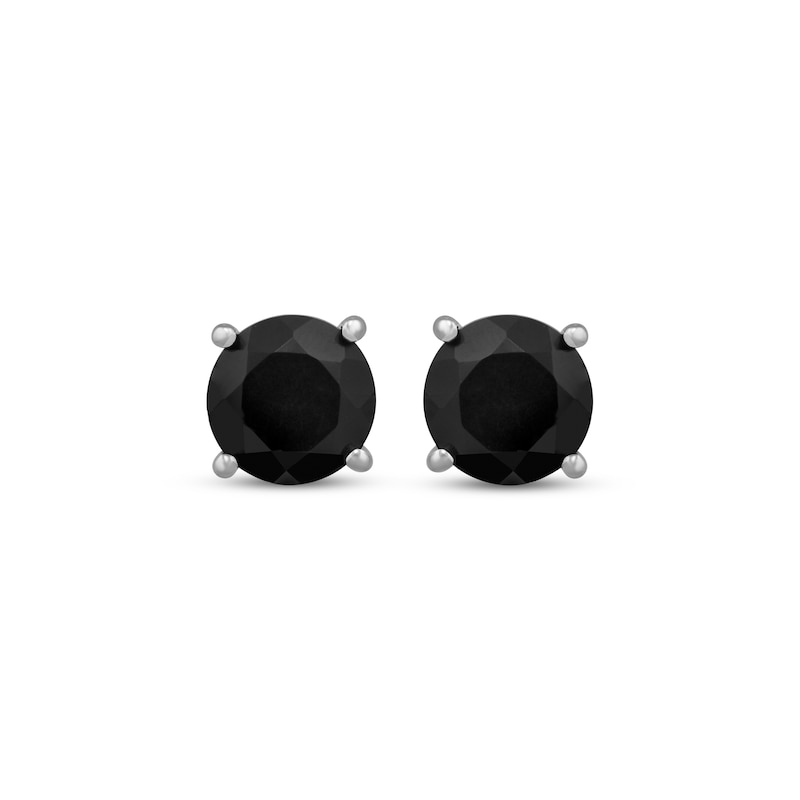 Main Image 2 of Black Onyx Solitaire Stud Earrings Sterling Silver