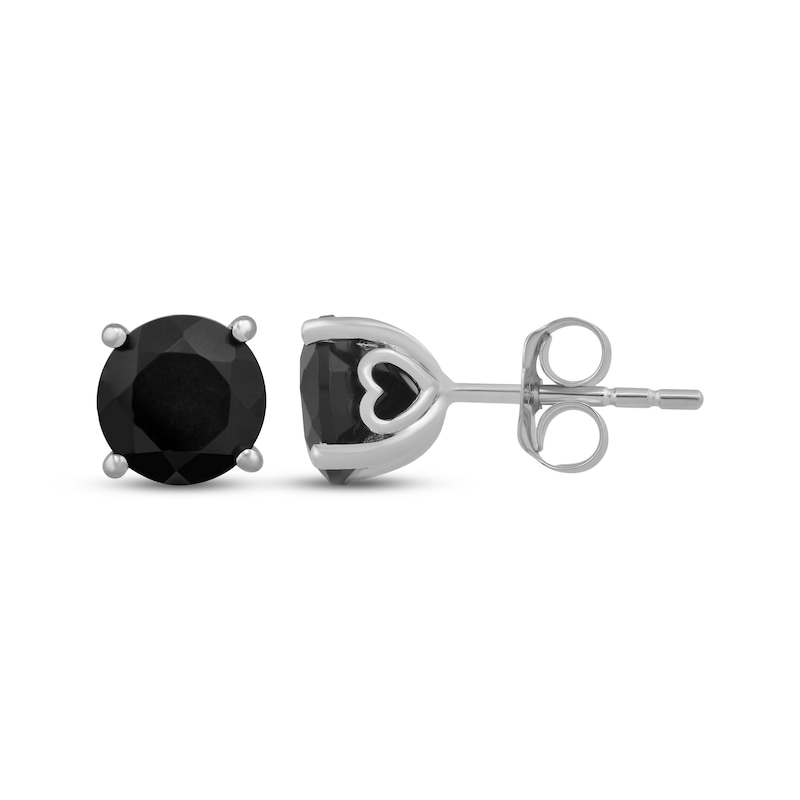 Main Image 3 of Black Onyx Solitaire Stud Earrings Sterling Silver