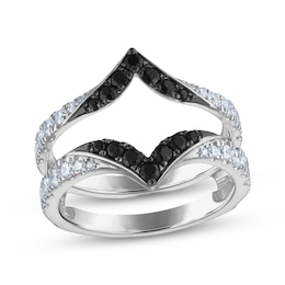 Adore Black & White Diamond Chevron Enhancer Ring 7/8 ct tw 14K White Gold