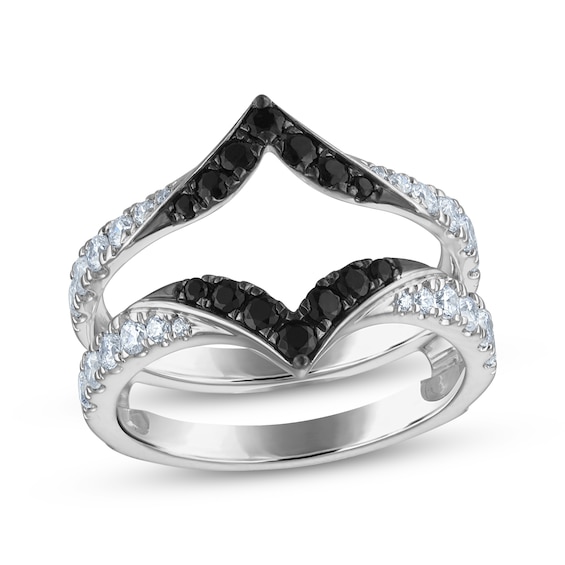 Adore Black & White Diamond Chevron Enhancer Ring 7/8 ct tw 14K White Gold