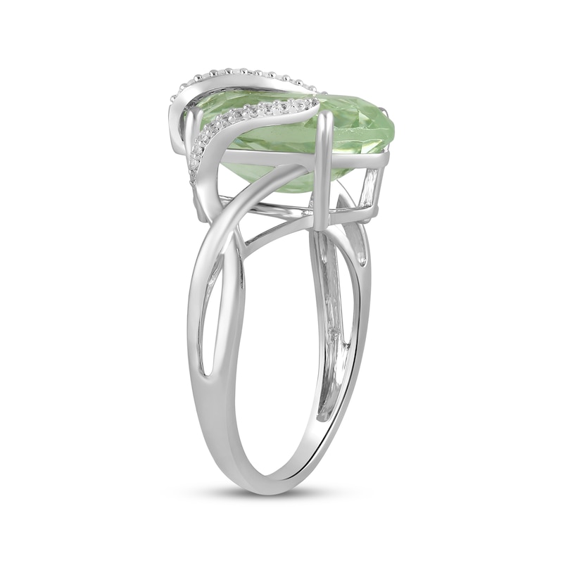 Main Image 2 of Oval-Cut Green Quartz & White Lab-Created Sapphire Wrapped Ring Sterling Silver