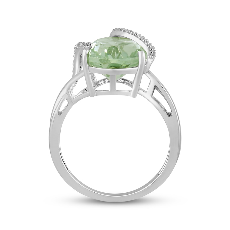 Main Image 3 of Oval-Cut Green Quartz & White Lab-Created Sapphire Wrapped Ring Sterling Silver