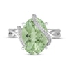 Thumbnail Image 4 of Oval-Cut Green Quartz & White Lab-Created Sapphire Wrapped Ring Sterling Silver